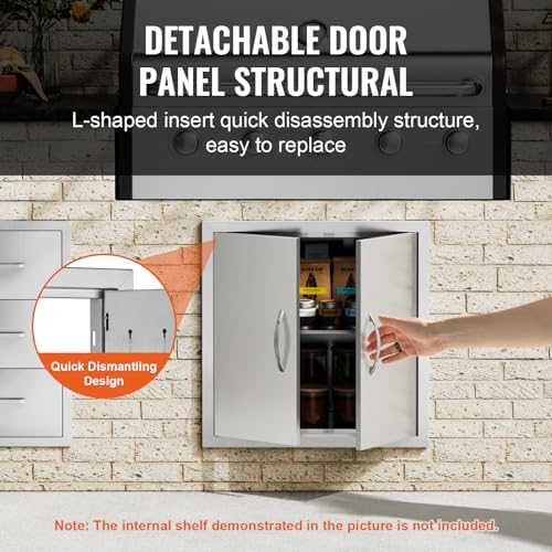 VEVOR Outdoor Kitchen Door 24W x 24H Inch 304 Stainless Steel Access Doors - Image 4