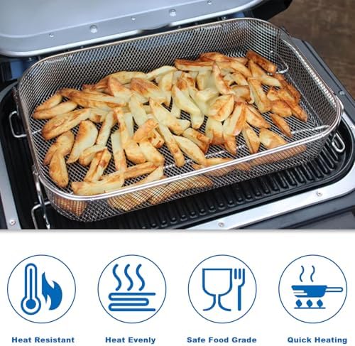 Stainless Steel 304 Crisper Basket for Ninja Woodfire Pro XL Outdoor Grill & Smoker OG800 OG900 Series, Non-Stick Air Fryer Basket for Ninja OG850 OG951 OG901 OG952 Grill Accessories - Image 5