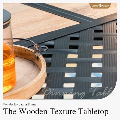 Sophia & William Outdoor Dining Set for 6 w/Wood-Look Table & Grey Chairs - Image 6