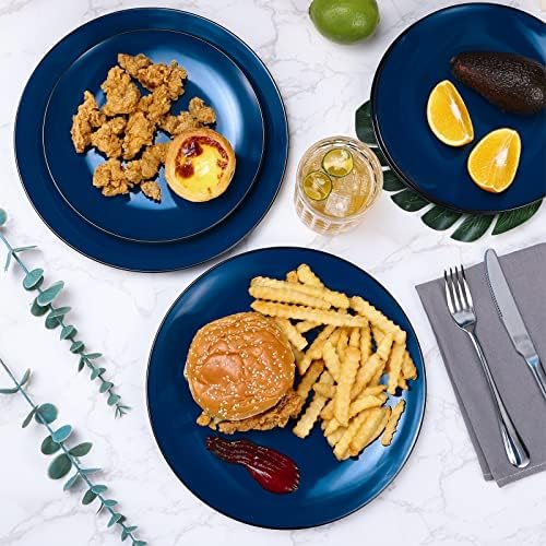 TP 12-Piece Melamine Dinnerware Sets, Service for 4, Black&Blue - Image 5
