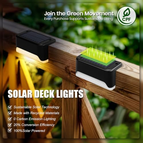 SOLPEX Solar Deck Lights Outdoor,Fence Lights Waterproof,16 Pack Warm White - Image 3