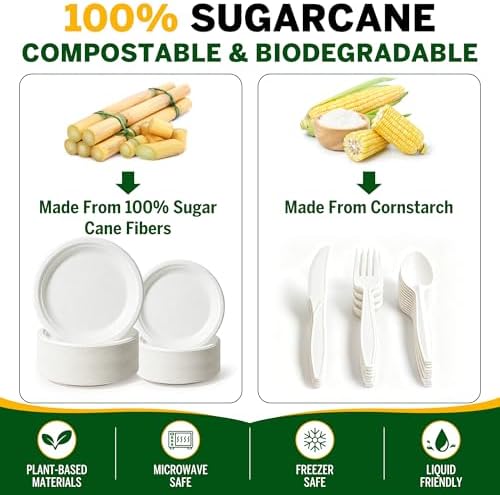 250PCS Disposable Paper Plates Set and Utensils, 9 and 7inch Plates - Image 3