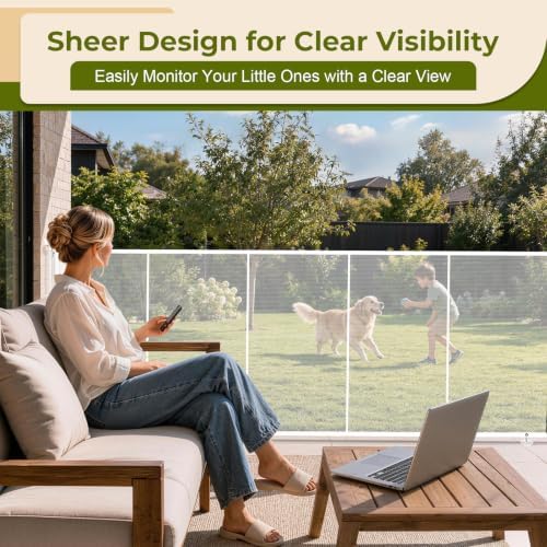 270" Extra Wide Retractable Baby Gates Dog Gate, 52" Tall Child Pet Safety Gate with Reinforced Strips for Stairs, Extra Long Garage Gates Mesh Fence for Driveway Decks Patio Outdoor Indoor - Image 5