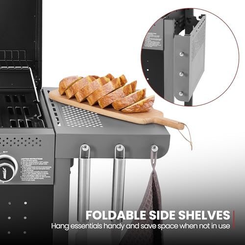 Royal Gourmet GL3001 3-Burner Gas Grill with Pegboard, Black & Cool Gray - Image 6