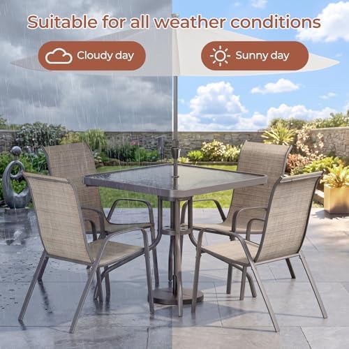 TLSUNNY 5 Pieces Patio Dining Set for 4, Glass Table and Textilene Chair - Image 6
