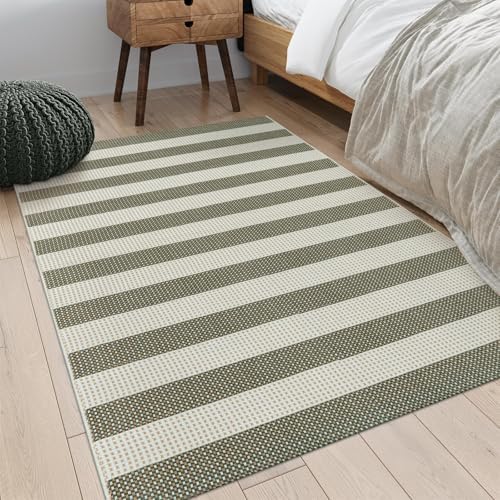 OJIA Striped Outdoor Area Rug 4'x6' Washable Patio Rugs Front Porch Rug - Image 7