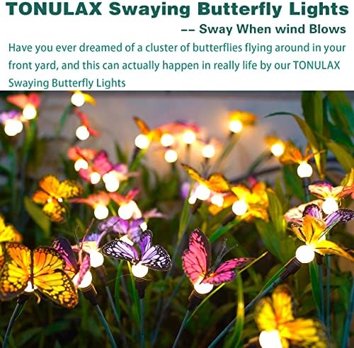 TONULAX Solar Garden Lights - 4 Pack Swaying Butterfly Light, Swaying in The Wind, Solar Outdoor Lights, Yard Patio Pathway Decoration, High Flexibility Iron Wire & Realistic Butterflies - Image 5