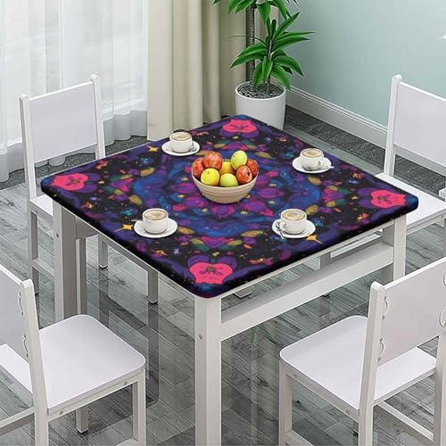 Square Fitted Tablecloth with Elastic, Mandala Madness Pattern Printed on Fade Resistant Folding Table Square Cover, Ideal for Buffet Catering Community, Fit for 40" x 40" Square Tables - Image 2