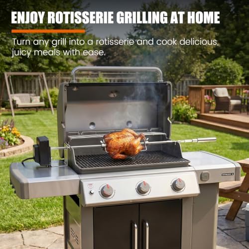 7652 Rotisserie Kit for Weber Genesis II 200/300, 13W Motor, Stainless - Image 2