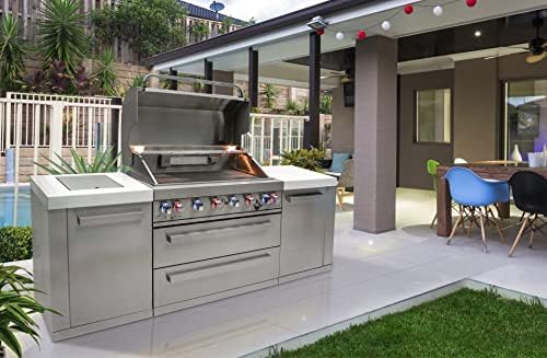 Mont Alpi 94" Modular Outdoor Kitchen Island - 304 Stainless Steel | 115,000 BTU 6-Burner Gas Grill | Side Burner + Griddle + Pizza Kit | 94 Inch - Image 6