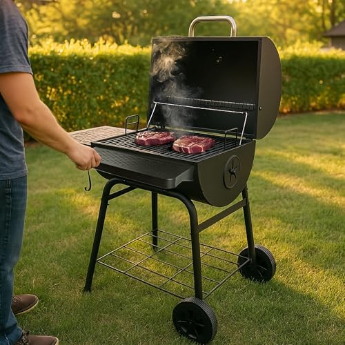 Grill Boss Charcoal Barrel Grill, Adjustable Cast-Iron Grate, Black, 23-In - Image 5