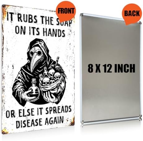 BEASTZHENG Funny Gothic Tin Home Decor Wall Decor Guest Wall Decor Art Metal Tin Sign for Bathroom Bedroom 8 X 12 Inches - Image 2
