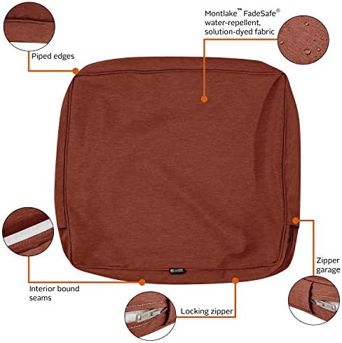 Classic Accessories Montlake FadeSafe Water-Resistant Patio Lounge Back Cushion Cover, 21 x 15 x 4 Inch, Heather Henna, Patio Furniture Cushion Covers - Image 3