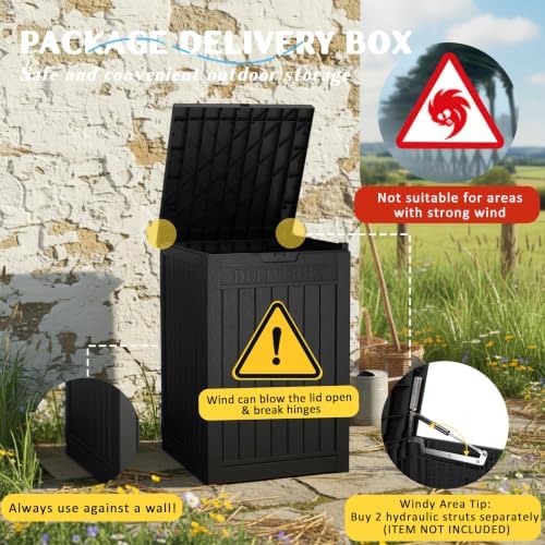 PatioZen Package Delivery Box, Waterproof Outdoor Container, Classic Black - Image 5