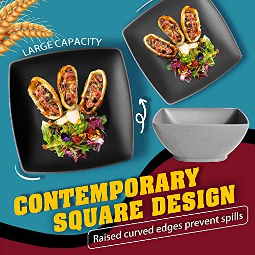 Teivio 48-piece Plates and Bowls Sets, Square Kitchen Dishes Set for 12 - Image 5