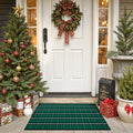 OJIA Christmas Front Door Mat Outdoor 24"x36" Green Plaid Rug Porch Decor by OJIA