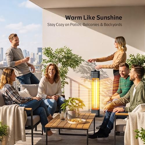 Outdoor Electric Patio Heater, 34-inch 1500W Infrared Tower Heater with Instant Heating, Tip-Over & Overheat Protection, IPX5 Waterproof Space Heater for Patio Garage Workshop Indoor & Outdoor Use - Image 3