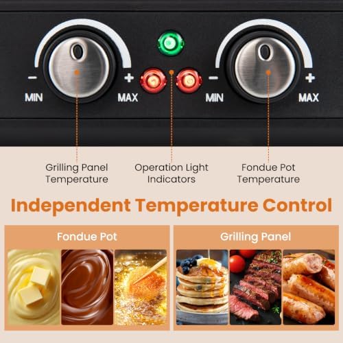 COSTWAY Raclette Table Grill & Fondue Pot, 1800W Electric Grill, 8 People - Image 5