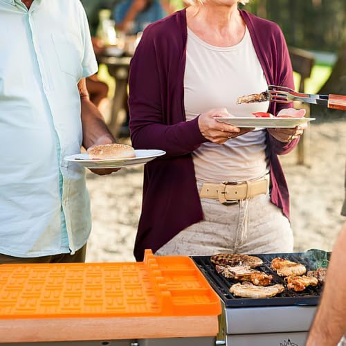 Orange Silicone Grill Tool Mat, Non-Slip Side Shelf Pad for Outdoor Cooking - Image 4