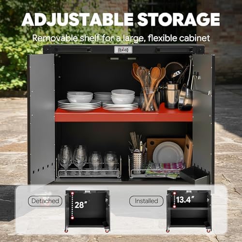 Feasto Outdoor Grill Cart with Storage Cabinet & Protective Cover - Image 6