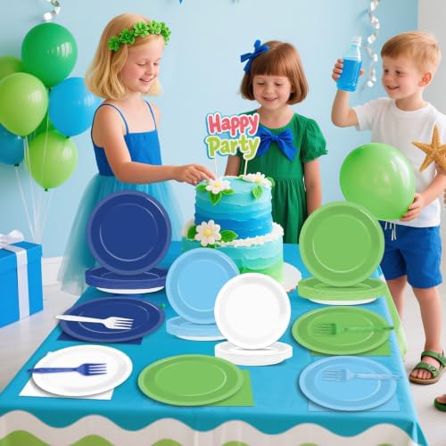 96PCS Golf Party Decorations Blue and Green Plates and Napkins Disposable Hole in One Golf Theme Tableware Dinnerware Set for Birthday Baby Shower Graduation Retirement Party Supplies Serves 24 Guests - Image 6