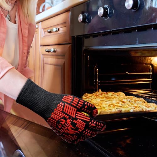 BBQ Gloves, 1472°F Heat Resistant with Silicone Grip Oven Mitts - Image 4