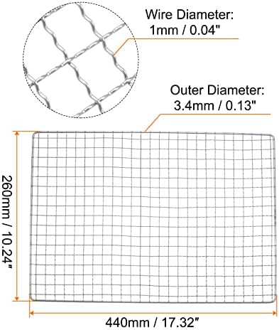 HARFINGTON Square BBQ Grill Net 17.3"x10.2" Stainless Steel Cross Wire Barbecue Mesh Mat for Baking Smoking Charcoal Grilling Roasting - Image 2