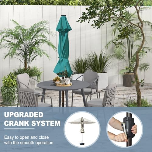 EliteShade USA 10-Year-Non-Fading 10ft Market Patio Umbrella, Commercial Grade Table Sun Umbrella with 80 Solar LED Lights, Crank Open, Windproof & UPF 50+ UV Protection for Garden, Deck, Pool, Backyard, No Tilt, Teal - Image 4
