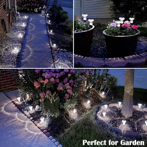 Priddop 8 Pack Solar Pathway Lights Outdoor Waterproof 6000K Cool White LED - Image 4