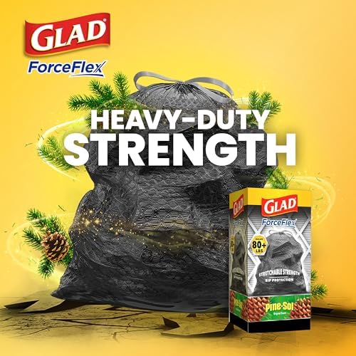 Glad Large 30 Gallon Trash Bags, Pine-Sol Heavy Duty Garbage Bags, Forceflex with Drawstring, 25 Count (Packaging May Vary) - Image 3