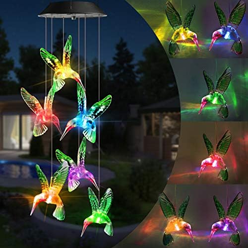 Toodour Solar Wind Chime, Color Changing Wind Chimes Hummingbird by Toodour