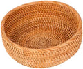Rattan Woven Picnic Basket, Vintage Khaki Fruit Storage Organizer by Hemobllo