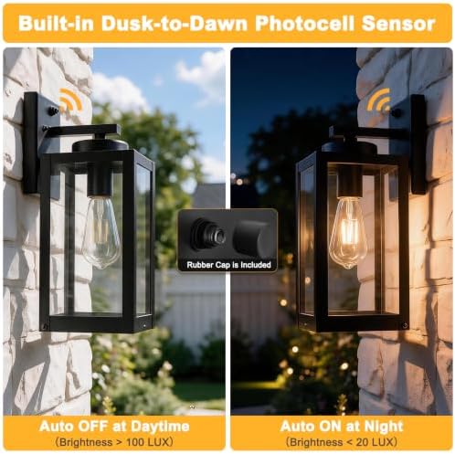 13" Enclosed Dusk to Dawn Exterior Lighting Fixtures, Modern Porch Lights - Image 3