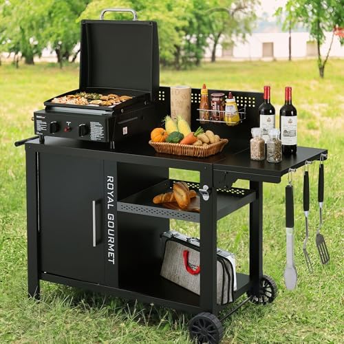 PC4001B 3-Tier Prep & Work Table with Middle Shelf Black - Image 3