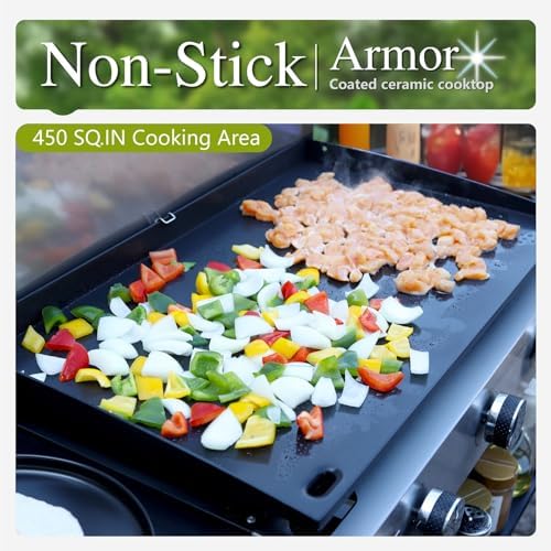 Sophia & William 28-Inch Flat Top Grill Outdoor Barbecue Griddle Black - Image 2