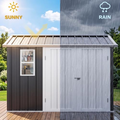 DWVO 7x5 FT Outdoor Storage Shed with 3 Lockable Doors and Window - Image 4
