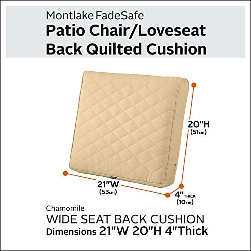 Classic Accessories Montlake FadeSafe Water-Resistant 21 x 20 x 4 Inch Wide Back Patio Quilted Lounge Cushion, Chamomile - Image 2