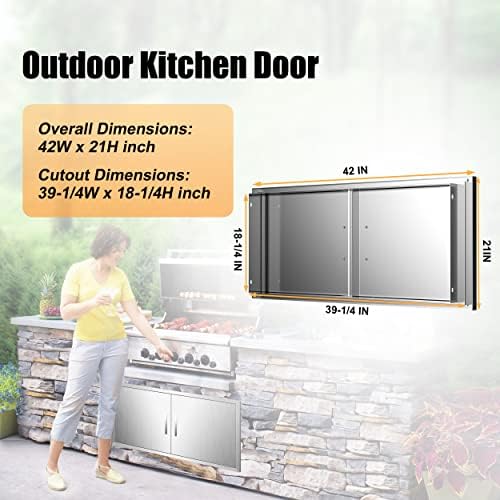 Outdoor Kitchen Doors 42W x 21H Inch Double BBQ Access Doors - Image 2