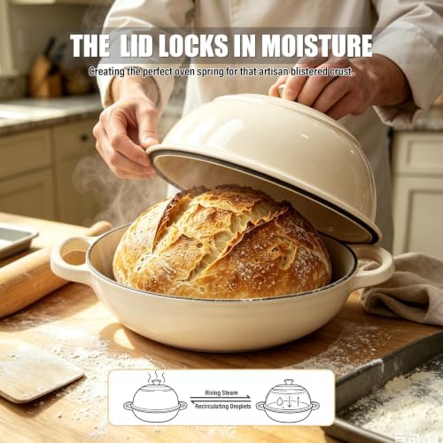 Cast Iron Bread Dutch Oven 6QT Pink Enameled with Lid - Image 2