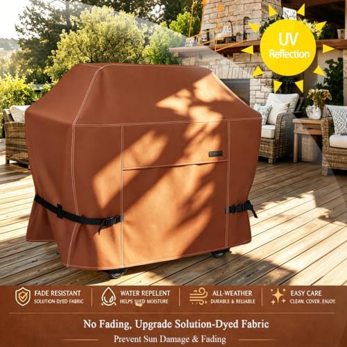 NettyPro Grill Cover Heavy Duty Waterproof 44 inch, Outdoor 2 Burners Gas BBQ Cover for Outside Weber, Char-Broil, Brinkmann, Nexgrill Barbecue, Brown - Image 5