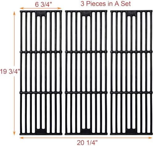 GasSaf 19 3/4" Grill Grates for Char Griller 5050 3001 3008 3030 4000 2121, King Griller 3008 5252, Replacement Parts for Chargriller Duo 5050 Grill Grates, 3 Packs Cast Iron Cooking Grids Parts - Image 4