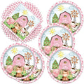 Egami 40pcs pink Farm Party Supplies,include 20 Dessert plate and 20 Napkin,Farm Animal Party Plate Napkin Set,Used for Animal Party Decoration by Egami