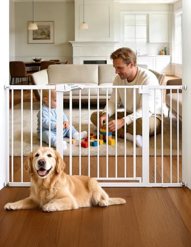 Babelio 29-55" Extra Wide Baby Gate with Door, PressGuard P7, White by BABELIO