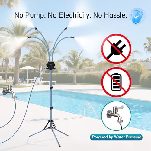 Standing Misters for Outside Patio, Adjustable Height 5.3 FT Stand Misting System for Cooling Outdoor, Portable Water Mister for Mist Playing, Patio Cooling, Backyard, Porch, Sprinkler - Image 5