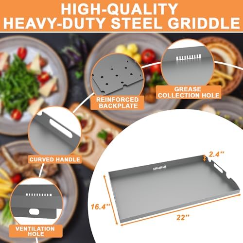 Griddle Top Replacement for Blackstone 22" Flat Top Grill w/Rear Grease - Image 3