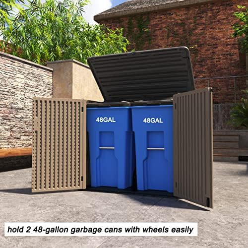 Mrosaa Large Horizontal Storage Sheds,38 cu.ft Resin Garden Shed Weather Resistance,Outdoor Storage Box Lockable for Patio,Backyard,Garden,Home(Brown) - Image 4
