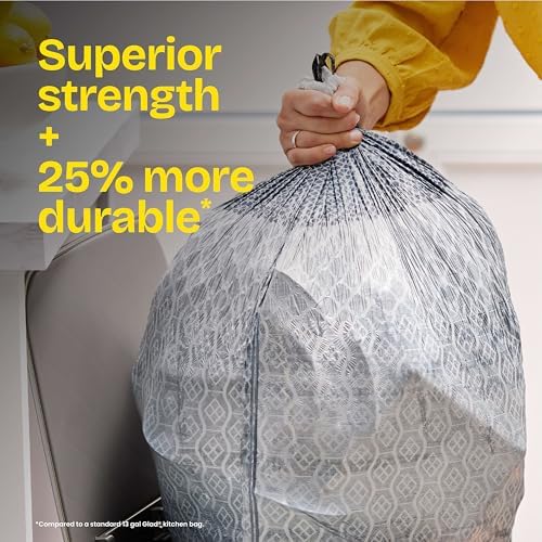Glad ForceFlex MaxStrength Kitchen Trash Bags, Rip and Tear Resistant, Fresh Clean Scented Large Garbage Bags, Odor Control, Febreze Freshness, 20 Gallon Trash Bags, 80 Count - Image 5