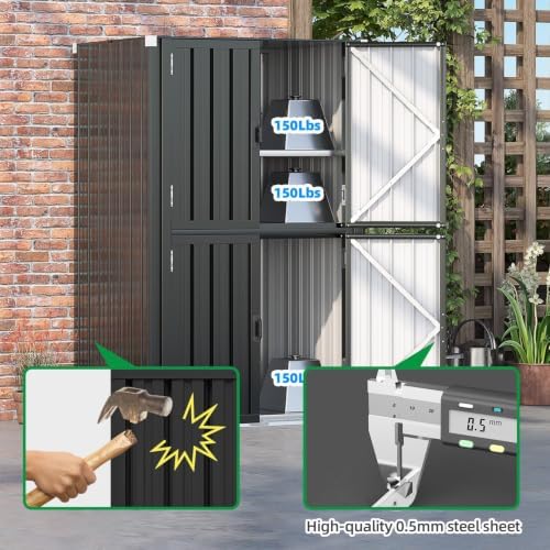AECOJOY Outdoor Storage Cabinet Waterproof, 70'' Large Vertical with Floor - Image 6