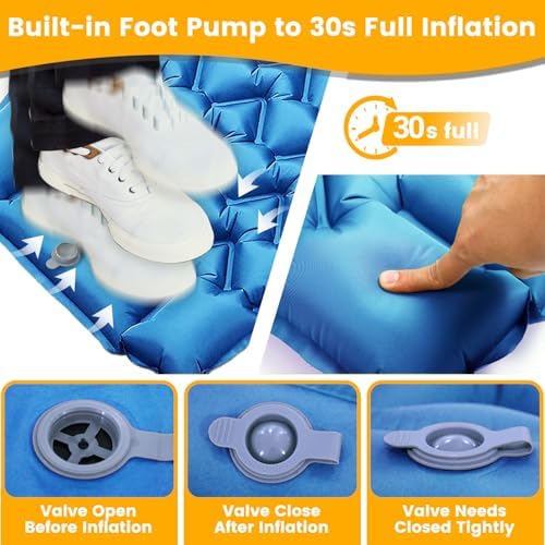 Sleeping Pad, Compact Sleeping Pad for Camping with Pillow Built-in Foot Pump, Inflatable Sleeping Mat for Travel Backpacking Hiking Sleeping Bag Tent, Outdoor Adventure Camp Gear - Image 3