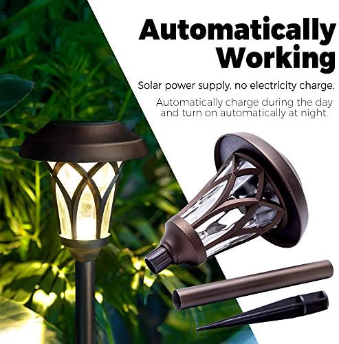 GIGALUMI Solar Pathway Lights Outdoor, Metal Glass & ABS Landscape Lights - Image 5